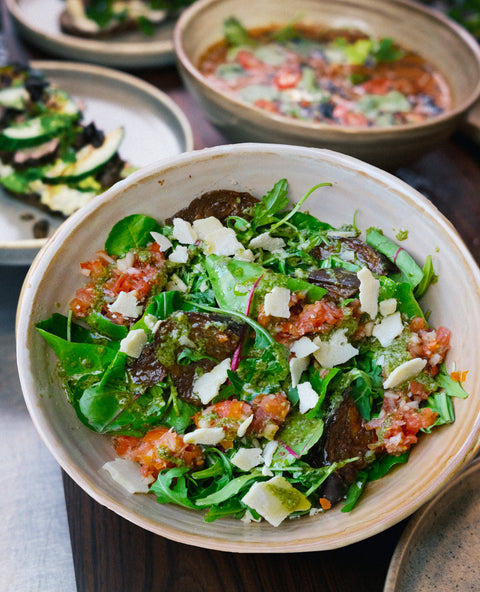 Aubergine pesto salade